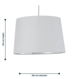 First Choice Lighting Zoey White With Silver Inner 28Cm Easy Fit Pendant Or Lamp Shade - thumbnail 6