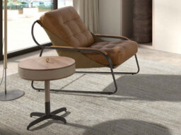 Angel Cerda Elegant Round Corner Table In Leather, Walnut, And Grey Steel - thumbnail 3