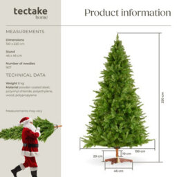 Tectake Christmas Tree Cupid - Artificial In Green, Pvc, Injection Moulded Needles - 220 Cm - Green - thumbnail 6