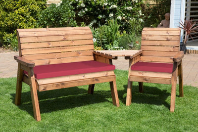 Charles Taylor Trading Three Seat Companion Set Angled With Cushions - W230 X D90 X H98 - Fully Assembled - Burgundy - image 1