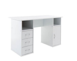 Alphason Maryland Desk With 3 Drawers And 1 Door White - thumbnail 1