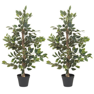 Urbn-Living Urbnliving 95Cm Artificial Plants Garden Feature Faux Plant Tree Pot White Tipped Set 0F 2 - image 1