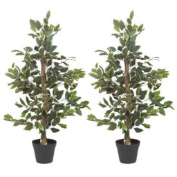 Urbn-Living Urbnliving 95Cm Artificial Plants Garden Feature Faux Plant Tree Pot White Tipped Set 0F 2