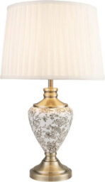 Lighting Supermarket Hepburn Large Ceramic Table Lamp Ivory Pleated Shade Gold Printed Finish 58Cm - thumbnail 3