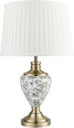 Lighting Supermarket Hepburn Large Ceramic Table Lamp Ivory Pleated Shade Gold Printed Finish 58Cm - thumbnail 2