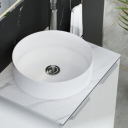 Royal Bathrooms Evora 800mm Matt White Fluted Floor Standing Vanity Unit 2 Door With Carrara White Undrilled Worktop - thumbnail 4