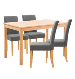 Hallowood Furniture Waverly Light Oak Dining Table (120X70Cm) Set With 4 Upholstered Chairs In Grey - thumbnail 8