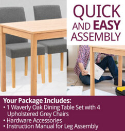 Hallowood Furniture Waverly Light Oak Dining Table (120X70Cm) Set With 4 Upholstered Chairs In Grey - thumbnail 7
