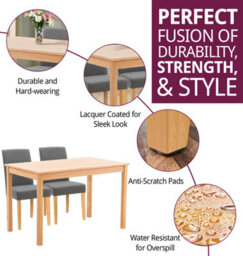 Hallowood Furniture Waverly Light Oak Dining Table (120X70Cm) Set With 4 Upholstered Chairs In Grey - thumbnail 2