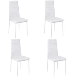 Living And Home Set Of 4 White Dining Chairs Pu Leather Accent Chair Kitchen Chair Set For Dining Room - thumbnail 4