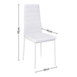 Living And Home Set Of 4 White Dining Chairs Pu Leather Accent Chair Kitchen Chair Set For Dining Room - thumbnail 6