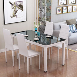 Living And Home Set Of 4 White Dining Chairs Pu Leather Accent Chair Kitchen Chair Set For Dining Room
