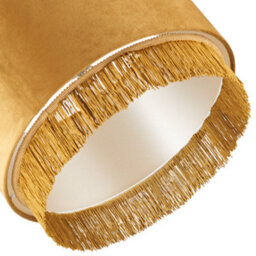 Happy Homewares Modern Ochre Mustard Drum 14 Pendant Shade With Tassels And Embroidered Trim - thumbnail 4