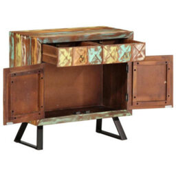 Berkfield Drawer Cabinet Multicolour 70X35X70 Cm Solid Wood Reclaimed - thumbnail 2