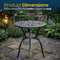 Homeology Bangui Black Garden And Patio Cast Aluminium Bistro Table - thumbnail 9