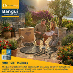 Homeology Bangui Black Garden And Patio Cast Aluminium Bistro Table - thumbnail 8