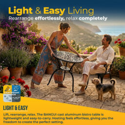 Homeology Bangui Black Garden And Patio Cast Aluminium Bistro Table - thumbnail 7