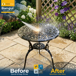Homeology Bangui Black Garden And Patio Cast Aluminium Bistro Table - thumbnail 6