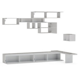 Decorotika Burgos Moduler Modern Tv Unit Wall Mount Customizable Layout High Gloss White - thumbnail 5