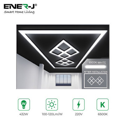 Ener-J 432W Designer Ceiling Lights With Frame 8 Diamonds And Border