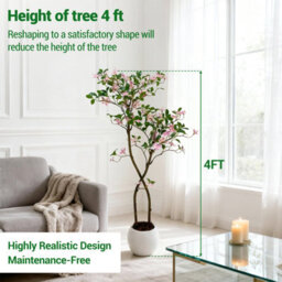 London Boutique 120Cm Artificial Pink Flower Tree, Uv Resistant Faux Floral Plant With Green Foliage, Indoor Outdoor Decor - thumbnail 3