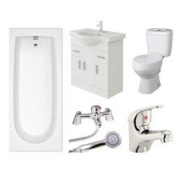 Veebath Rosina 1800mm Bath Vanity Unit, Toilet & Taps Bathroom Suite - thumbnail 1