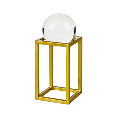 Medium 27Cm Crystal Ball On Gold Metal Frame Home Ornament - image 1