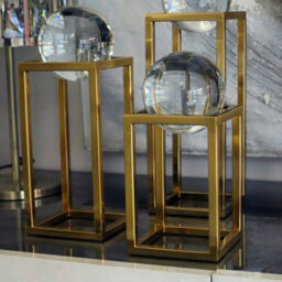 Medium 27Cm Crystal Ball On Gold Metal Frame Home Ornament - thumbnail 2