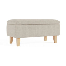Living And Home Beige Rectangular Linen Upholstered Storage Ottoman Bench Bed End Bench W 710 X D 370 X H 340 mm - thumbnail 4