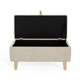 Living And Home Beige Rectangular Linen Upholstered Storage Ottoman Bench Bed End Bench W 710 X D 370 X H 340 mm - thumbnail 2