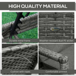 Outsunny Patio Dual Rattan Wicker Sun Lounger W/ 5-Level Adjustable Headrest - thumbnail 6