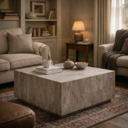 Wyld Haus Munkebo Grey Marble Square Coffee Table 900mm, 420mm H - thumbnail 1