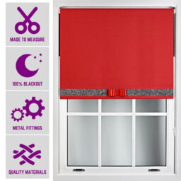 Furnished Made To Measure Blackout Blind With Black Glitter, Red Bow And Metal Fittings - Red (W)180Cm X (L)210Cm - thumbnail 1