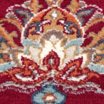 The Rugs Orient Rug Caracci Vintage Floral Design Low Pile Living Room In Red - image 1