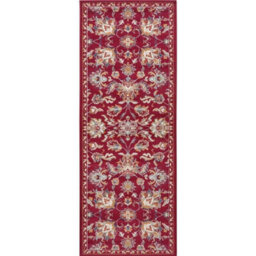 The Rugs Orient Rug Caracci Vintage Floral Design Low Pile Living Room In Red - thumbnail 6