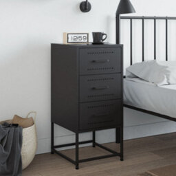Berkfield Bedside Cabinet Black 36X39X78 Cm Steel - thumbnail 3