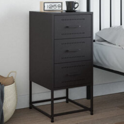 Berkfield Bedside Cabinet Black 36X39X78 Cm Steel - thumbnail 1