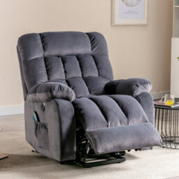 Btm Grey Electric Power Lift Recliner, Massage & Heat, 2 Side Pockets, Usb Ports, Overstuffed Fabric, Recliner For Living Room - thumbnail 7