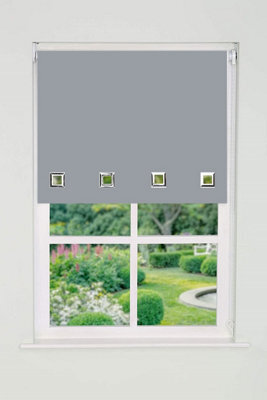 Square Eyelet Edge Roller Blind 165Cm Drop X 140Cm Light Grey