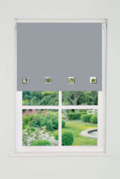 Square Eyelet Edge Roller Blind 165Cm Drop X 140Cm Light Grey