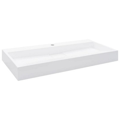 Berkfield Chic Wash Basin 100X46X11 Cm Mineral Cast/marble Cast White - image 1