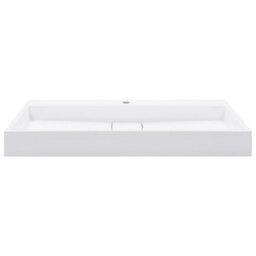 Berkfield Chic Wash Basin 100X46X11 Cm Mineral Cast/marble Cast White - thumbnail 3