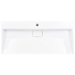 Berkfield Chic Wash Basin 100X46X11 Cm Mineral Cast/marble Cast White - thumbnail 4