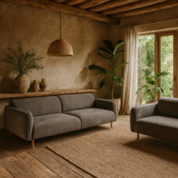 Wyld Haus Cambridge Set Of 2 Fay 3-Seater Sofas Dusty Brown Fabric With Oak Base - thumbnail 2