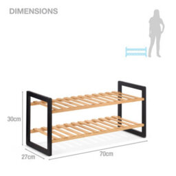 EHC Woodluv 2 Tier Natural Bamboo Shoe Rack Stand Shelf Shelving Hallway, Bedroom, Bathroom, Living Room Organizer, 69 X 26 X 31 (H)Cm - thumbnail 8