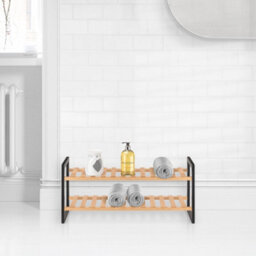 EHC Woodluv 2 Tier Natural Bamboo Shoe Rack Stand Shelf Shelving Hallway, Bedroom, Bathroom, Living Room Organizer, 69 X 26 X 31 (H)Cm - thumbnail 5