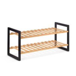 EHC Woodluv 2 Tier Natural Bamboo Shoe Rack Stand Shelf Shelving Hallway, Bedroom, Bathroom, Living Room Organizer, 69 X 26 X 31 (H)Cm