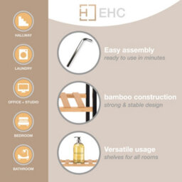 EHC Woodluv 2 Tier Natural Bamboo Shoe Rack Stand Shelf Shelving Hallway, Bedroom, Bathroom, Living Room Organizer, 69 X 26 X 31 (H)Cm - thumbnail 7