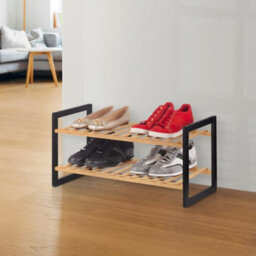 EHC Woodluv 2 Tier Natural Bamboo Shoe Rack Stand Shelf Shelving Hallway, Bedroom, Bathroom, Living Room Organizer, 69 X 26 X 31 (H)Cm - thumbnail 3