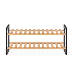 EHC Woodluv 2 Tier Natural Bamboo Shoe Rack Stand Shelf Shelving Hallway, Bedroom, Bathroom, Living Room Organizer, 69 X 26 X 31 (H)Cm - thumbnail 2